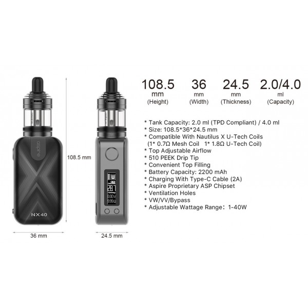 Aspire NX40 ROVER 2 Kit with NAUTILUS XS